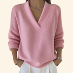 Women's V-Neck Knit Relaxed Sweater product view 2 - Delvore