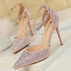 Rhinestone Ankle Strap Stilettos