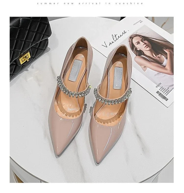 Rhinestone Chain Mary Jane Pumps