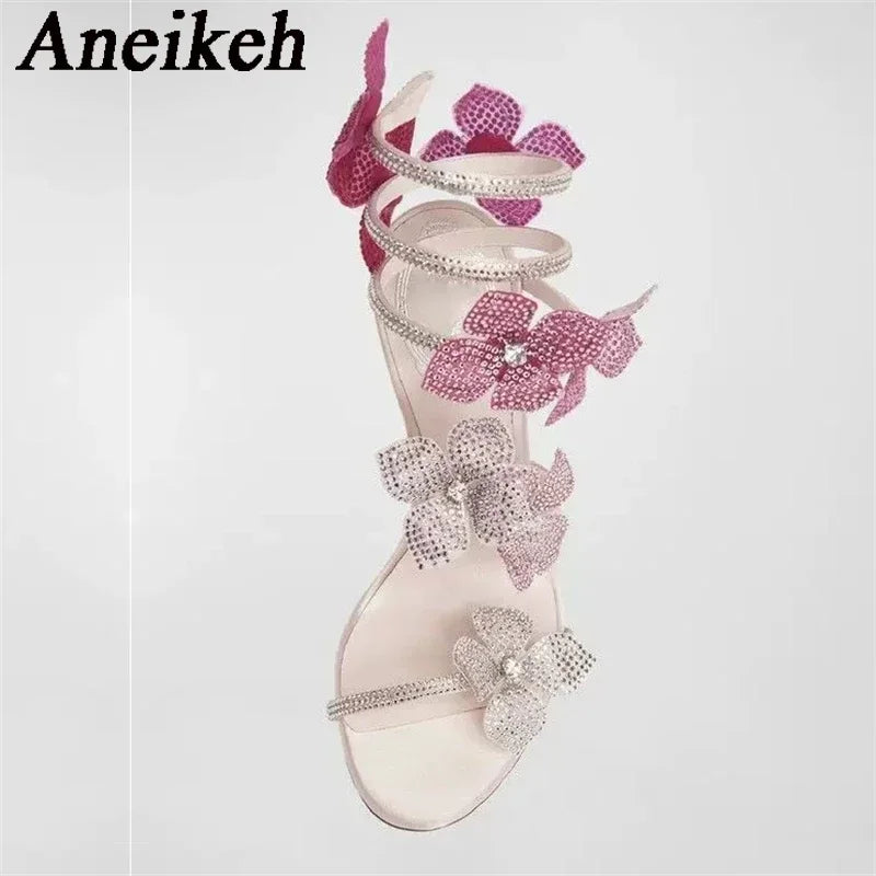 Crystal Flower 12cm Stiletto Sandals