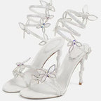 Crystal Flower Stiletto Sandals