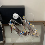 Multicolour Crystal Clear Strap Stiletto Sandals