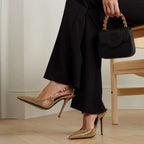 Rhinestone Satin Slingback Stiletto Pumps