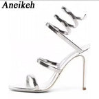 Crystal Ankle-Wrap Stiletto Sandals
