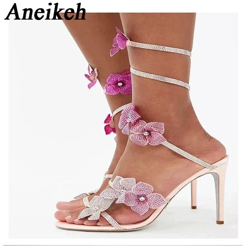 Crystal Flower 12cm Stiletto Sandals