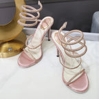 Crystal Ankle-Wrap Stiletto Sandals