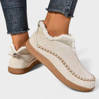 Beige Shearling Lined Moccasin Shoes product view 1 - Delvore