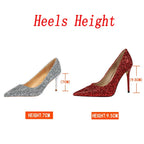 Glitter Pointed-Toe Bridal Pumps