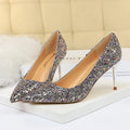 Glitter Pointed-Toe Bridal Pumps