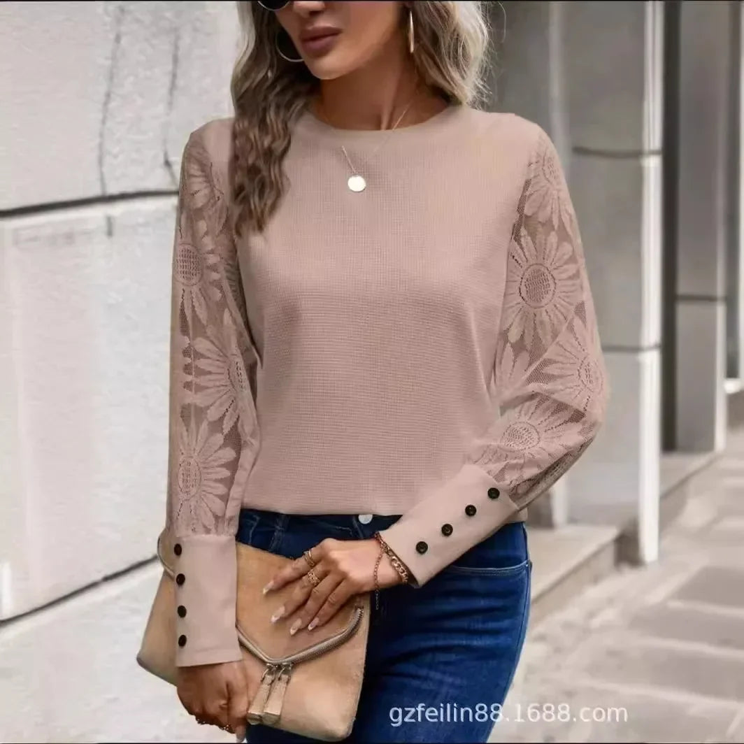 Floral Sleeve Waffle Top