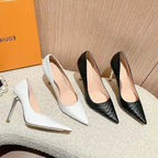 Embossed Pointed-Toe Stiletto Court Pumps