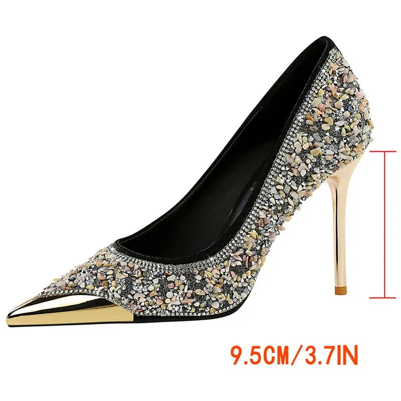 Rhinestone Pointed Toe Stiletto Pumps