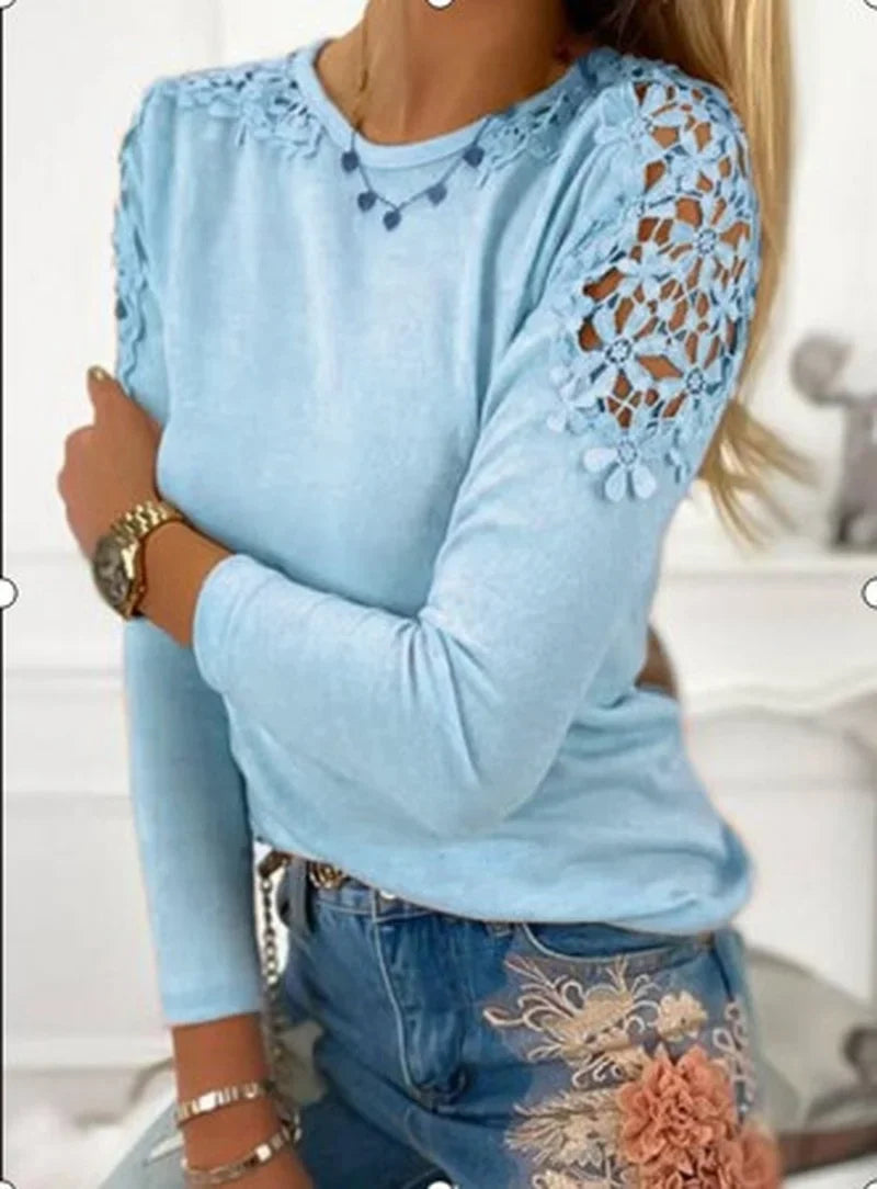 Lace Cutout Long Sleeve Top