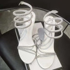 Crystal Wraparound Stiletto Sandals