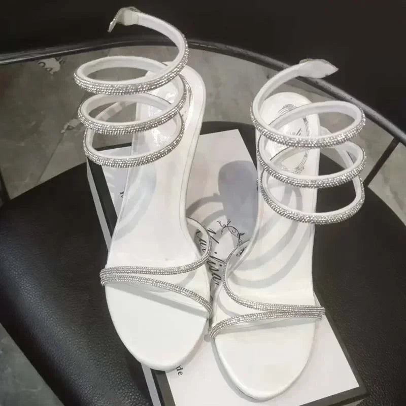 Crystal Wraparound Stiletto Sandals
