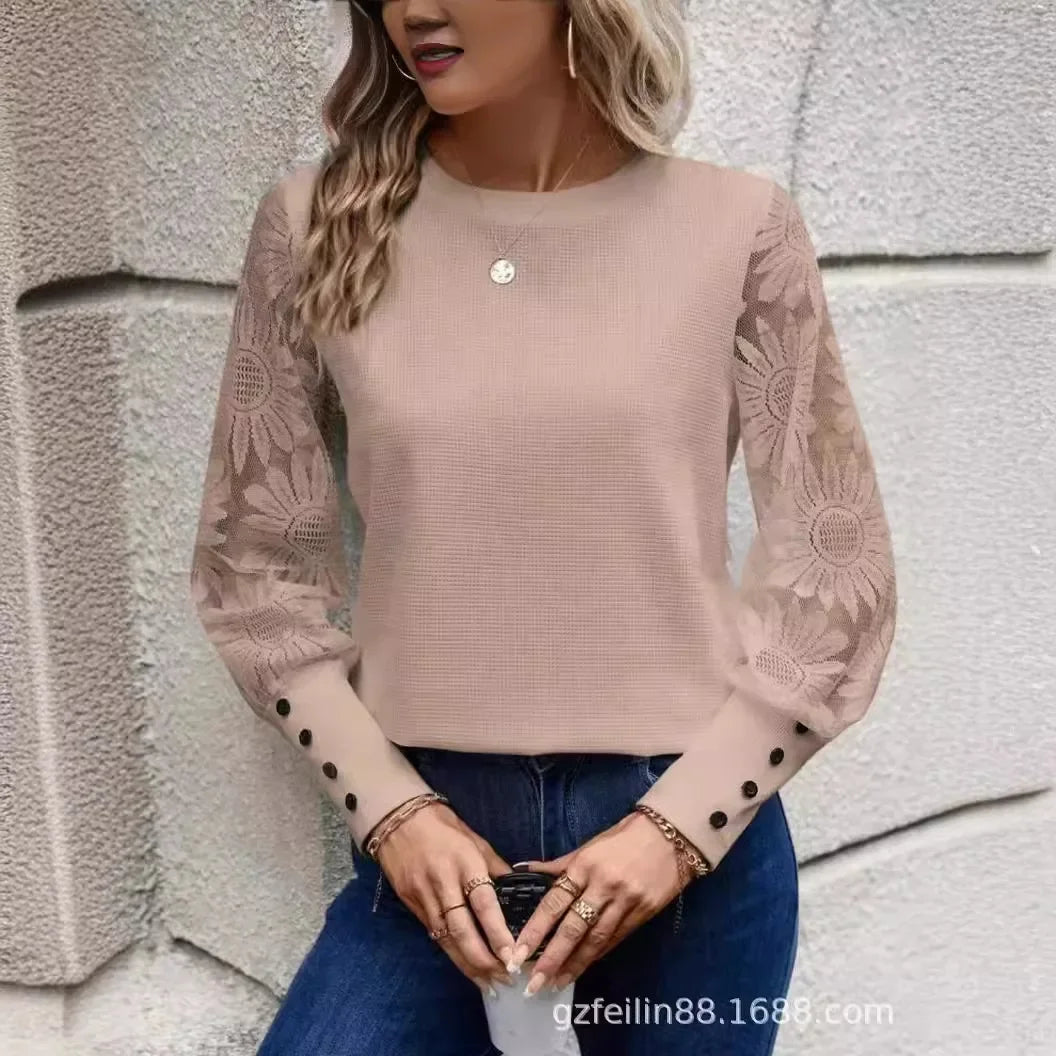 Floral Sleeve Waffle Top
