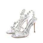 Multicolour Crystal Clear Strap Stiletto Sandals