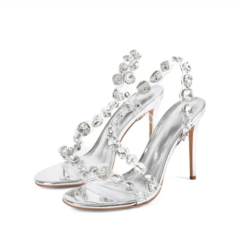 Multicolour Crystal Clear Strap Stiletto Sandals