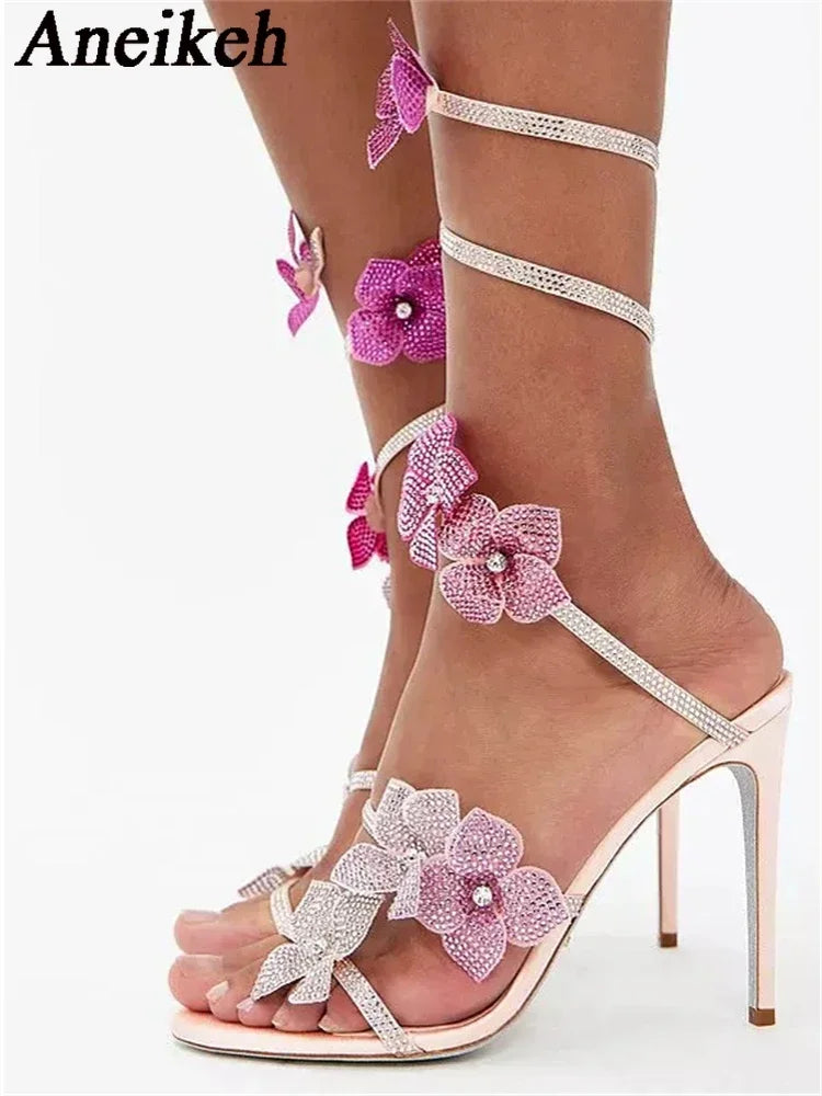 Crystal Flower 12cm Stiletto Sandals