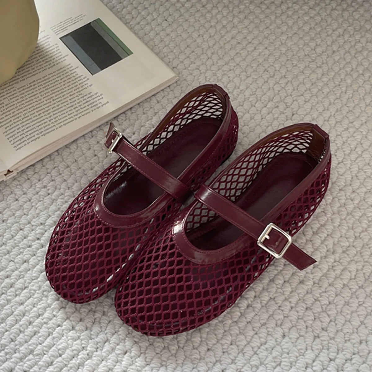 Mesh Mary Jane Ballet Flats