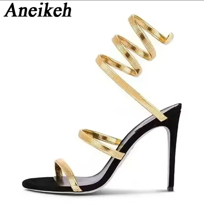 Crystal Ankle-Wrap Stiletto Sandals