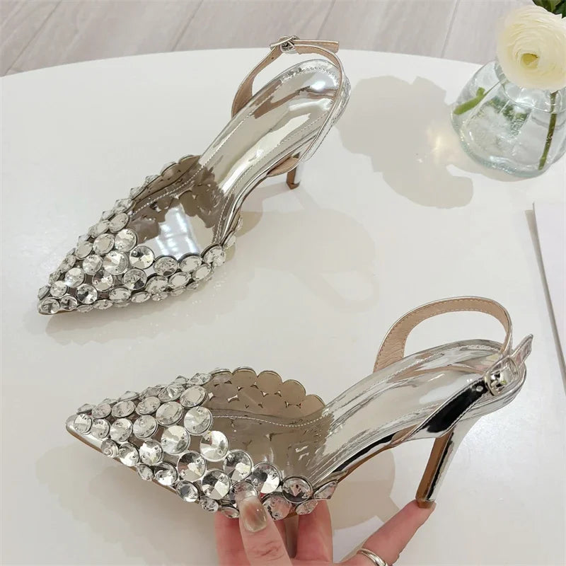 Rhinestone Slingback Stiletto Sandals