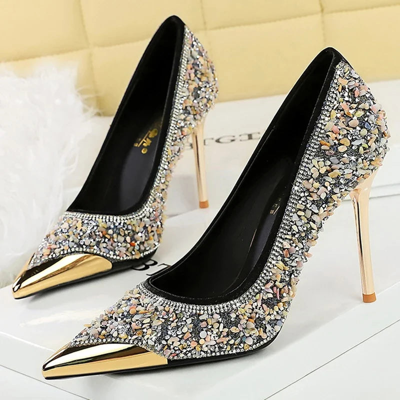 Rhinestone Pointed Toe Stiletto Pumps