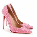 Studded Pointed-Toe Stiletto Court Pumps