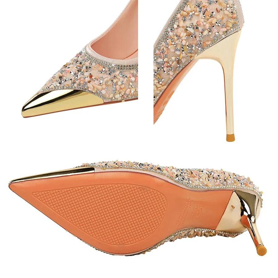 Rhinestone Pointed Toe Stiletto Pumps