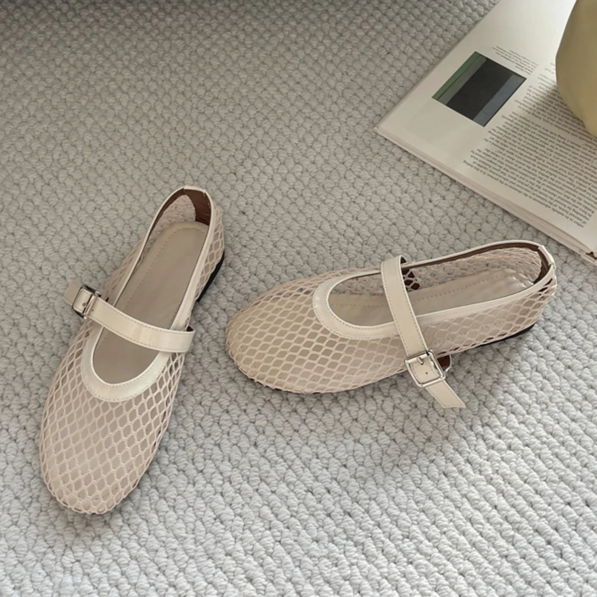 Mesh Mary Jane Ballet Flats