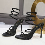 Crystal Ankle-Wrap Stiletto Sandals