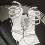 Crystal Ankle-Wrap Stiletto Sandals