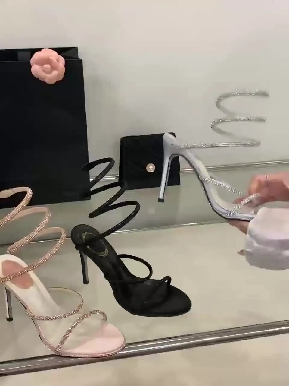 Crystal Wraparound Stiletto Sandals