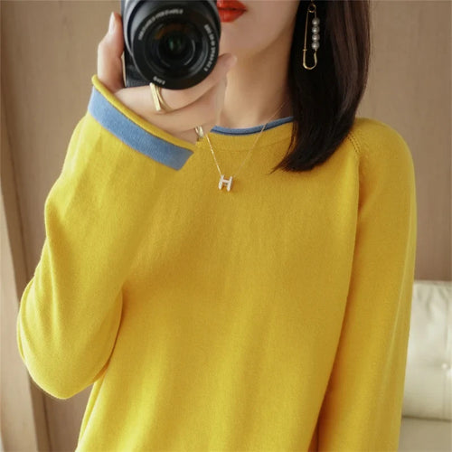 Contrast Trim Cotton Sweater