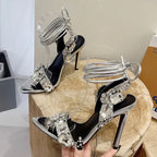 Crystal Lace-Up Stiletto Sandals