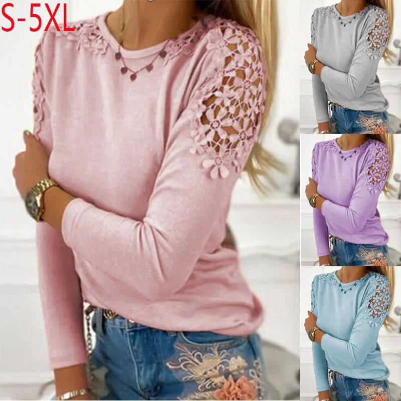 Lace Cutout Long Sleeve Top