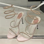 Crystal Wraparound Stiletto Sandals