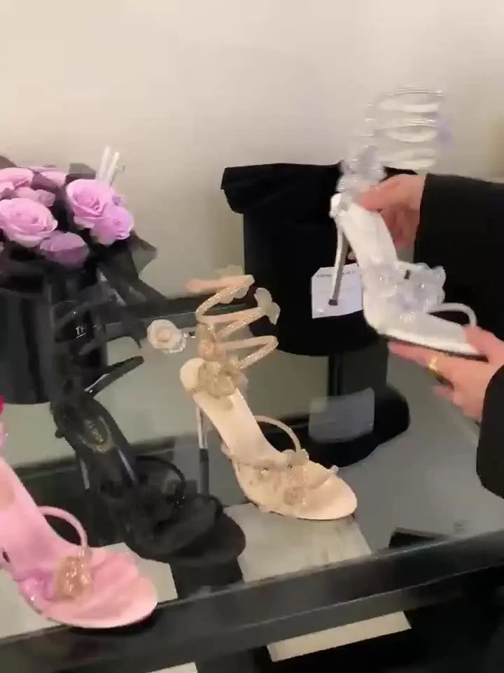 Crystal Flower 12cm Stiletto Sandals