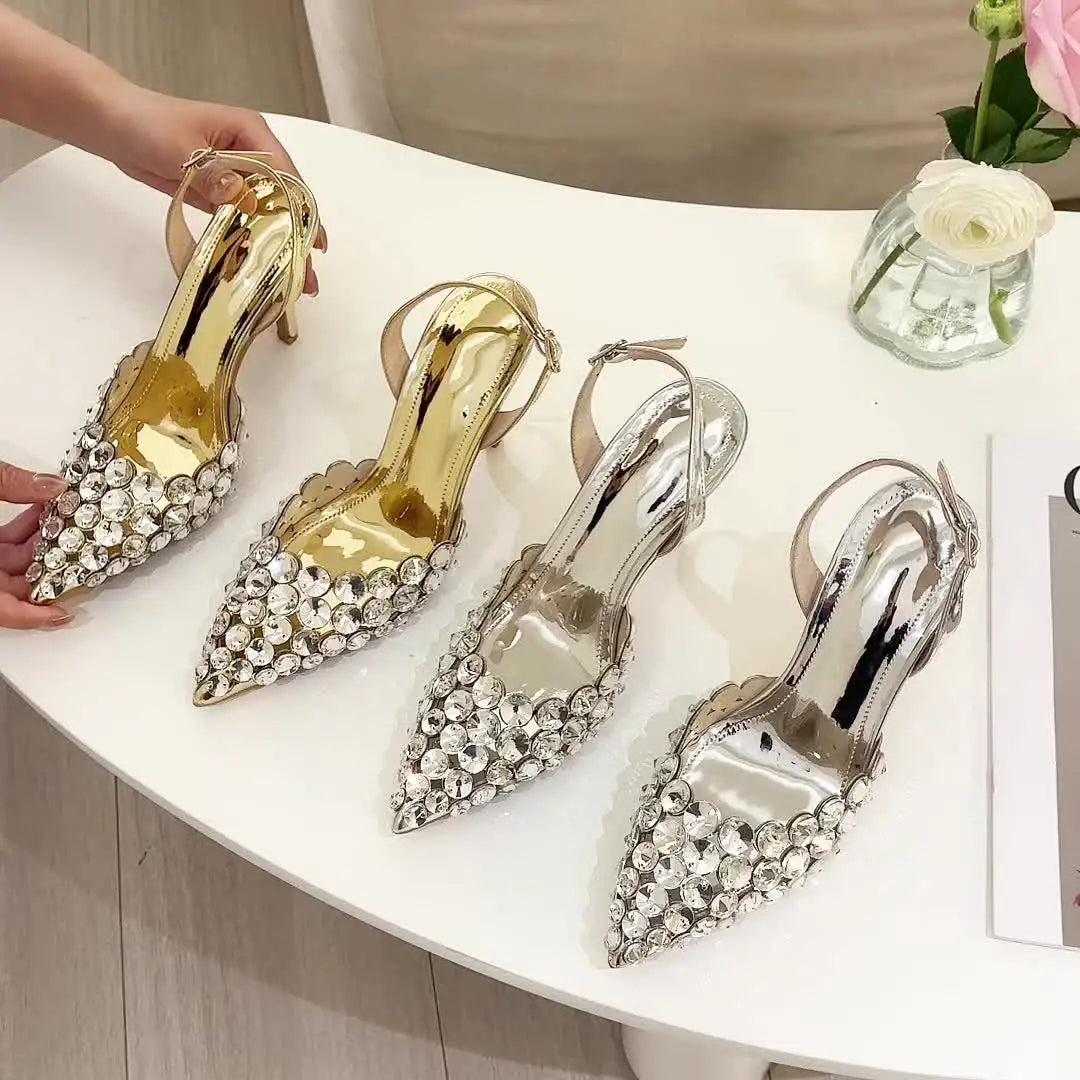 Rhinestone Slingback Stiletto Sandals