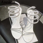 Crystal Ankle-Wrap Stiletto Sandals