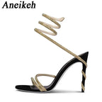 Crystal Ankle-Wrap Stiletto Sandals