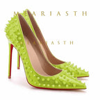 Studded Pointed-Toe Stiletto Court Pumps