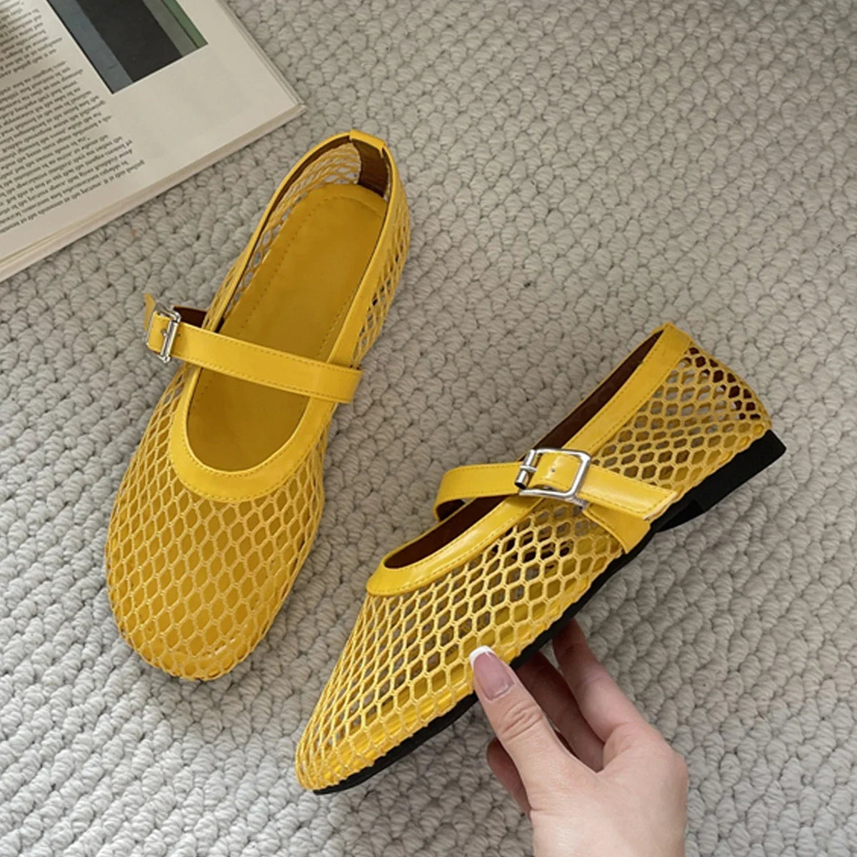 Mesh Mary Jane Ballet Flats