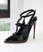 Studded Pointed-Toe Stiletto Sandals
