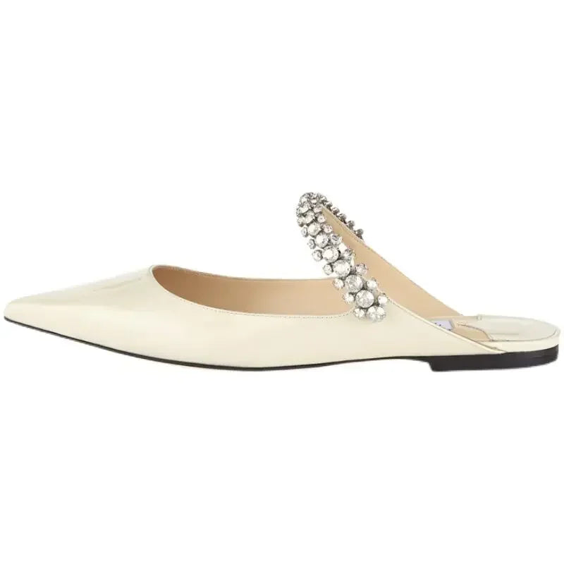 Rhinestone Chain Pointed Mule Heels
