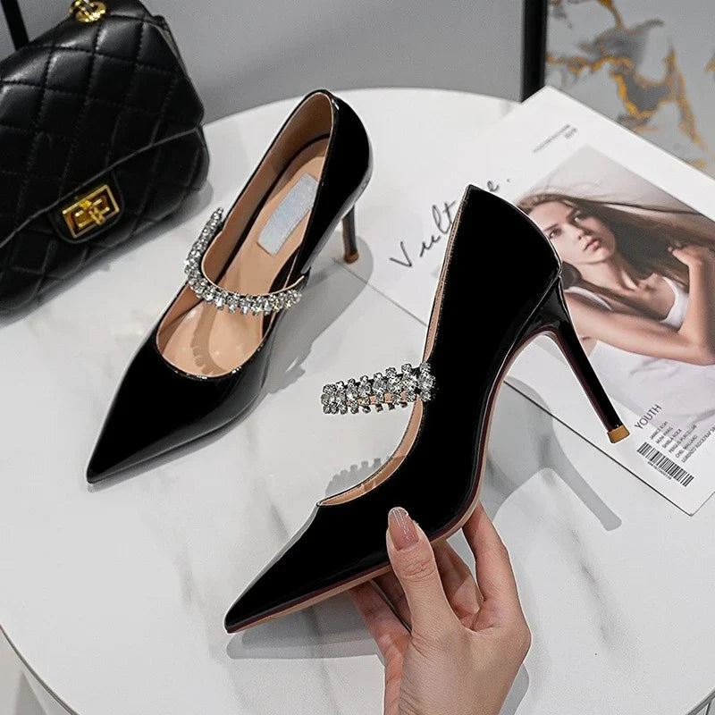 Rhinestone Chain Mary Jane Pumps