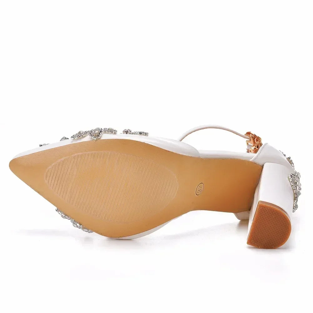Rhinestone Pointed-Toe Wedding Sandals