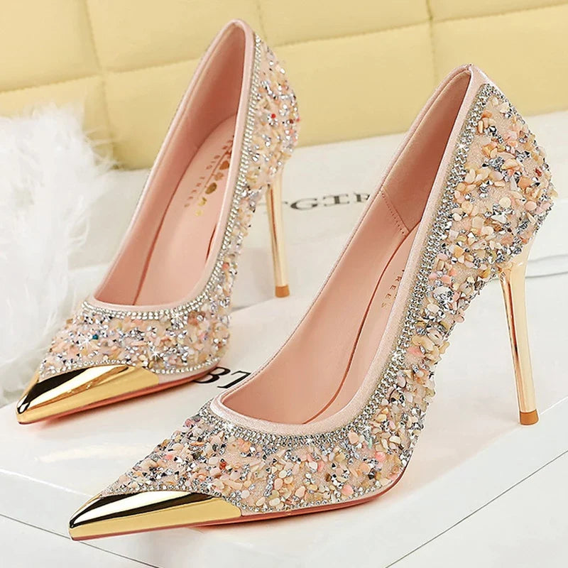 Rhinestone Pointed Toe Stiletto Pumps