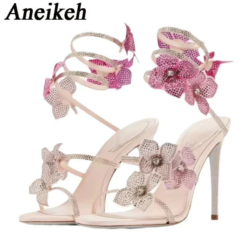 Crystal Flower 12cm Stiletto Sandals