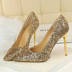 Glitter Pointed-Toe Bridal Pumps